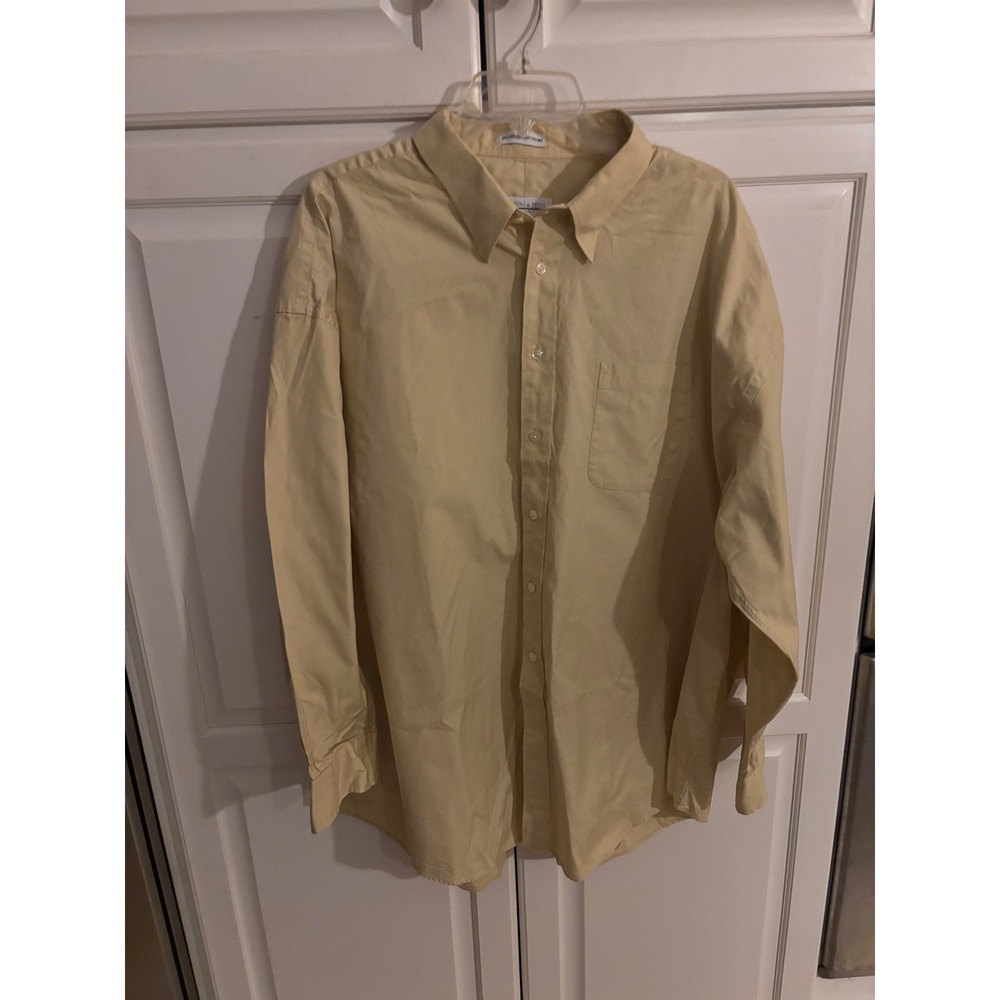 Joseph & Feiss Mens 19 34/35 Pinpoint Oxford Cotton Button Down Shirt Yellow